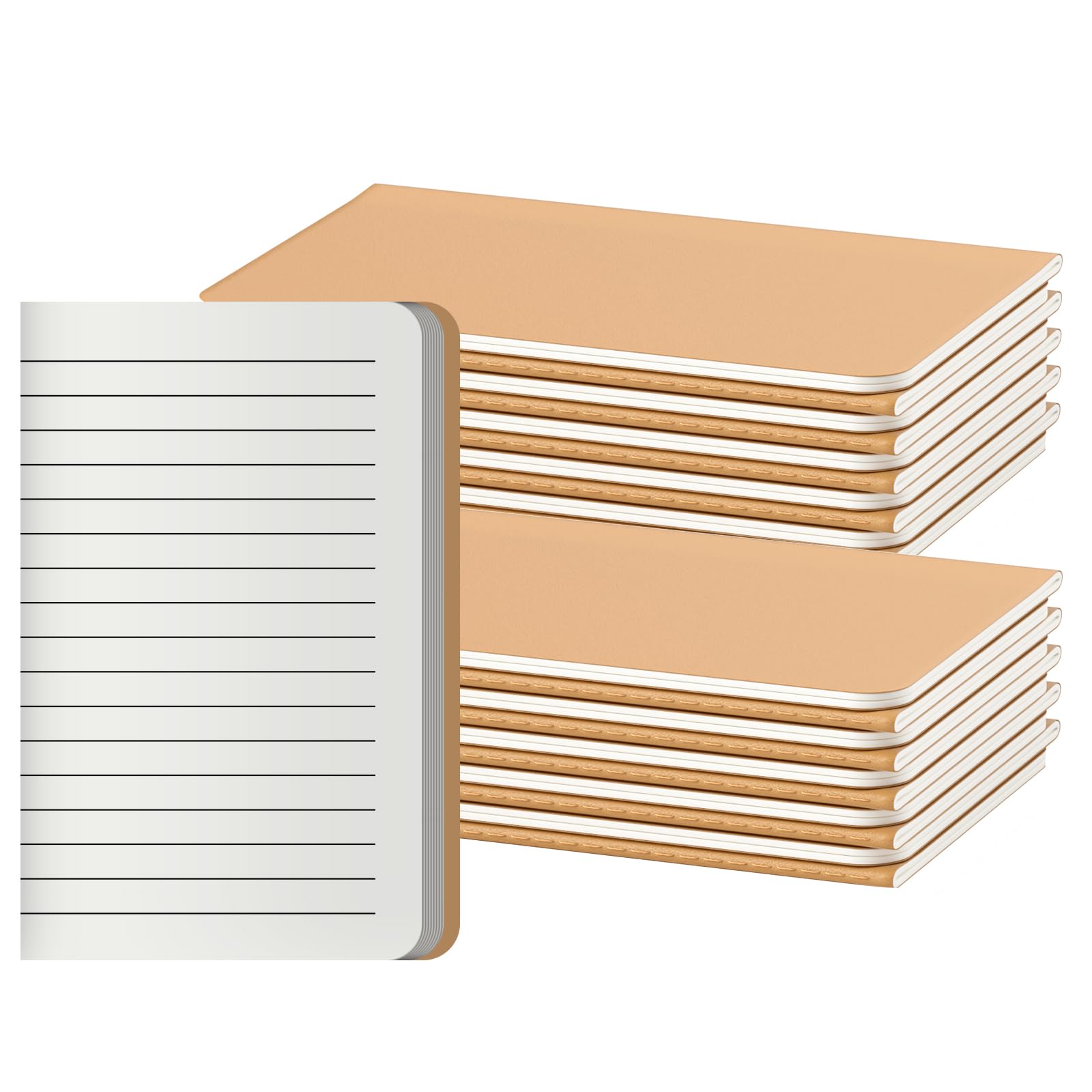 Confezione da 20 piccoli quaderni tascabili a righe, con carta spessa a righe universitarie, 60 pagine, 14 x 8,9 cm, formato A6, copertina in carta kraft, diario, scrittura, album per schizzi