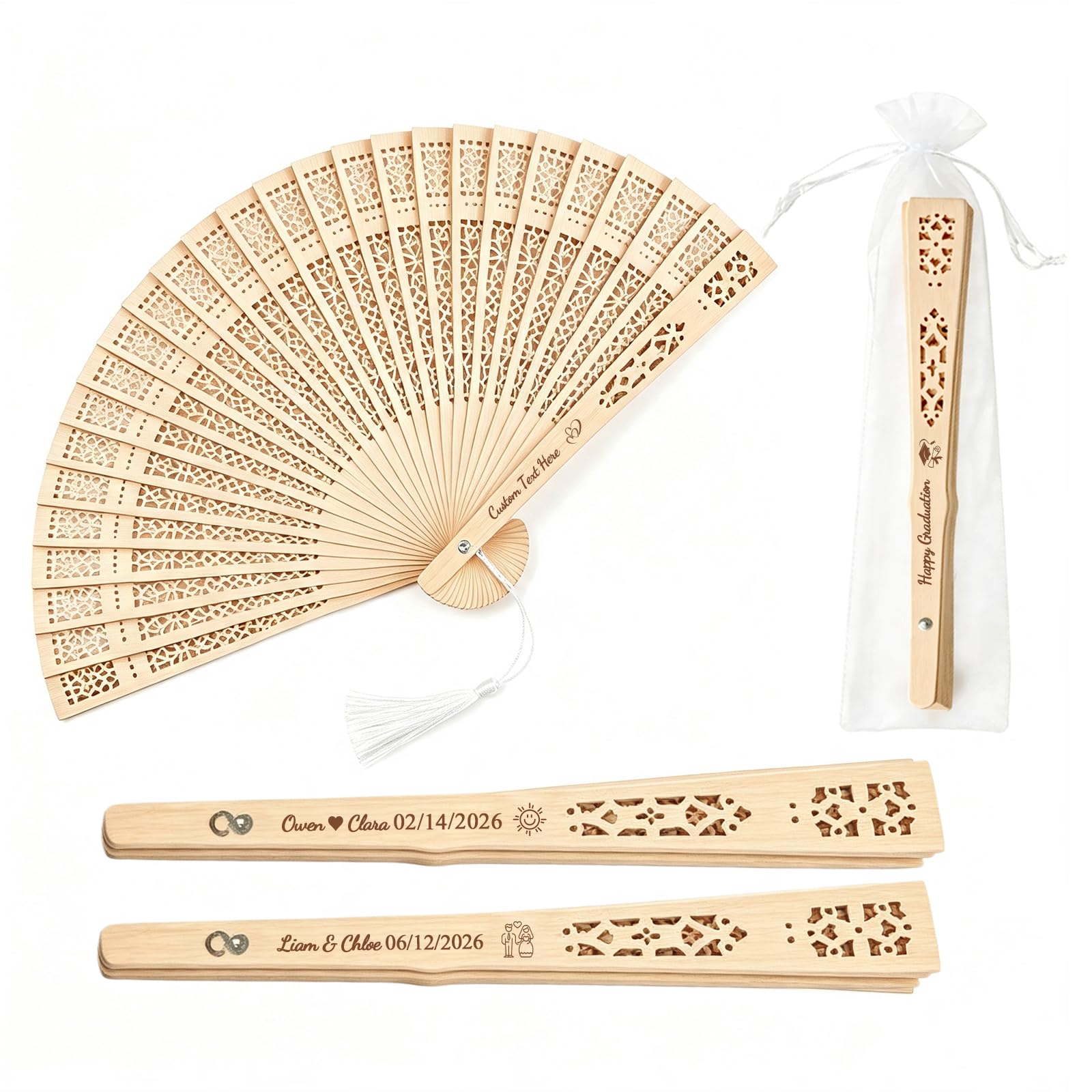 QSZ 1Pc Wedding Fans Personalised Wedding Fans for Guests Bulk (1)
