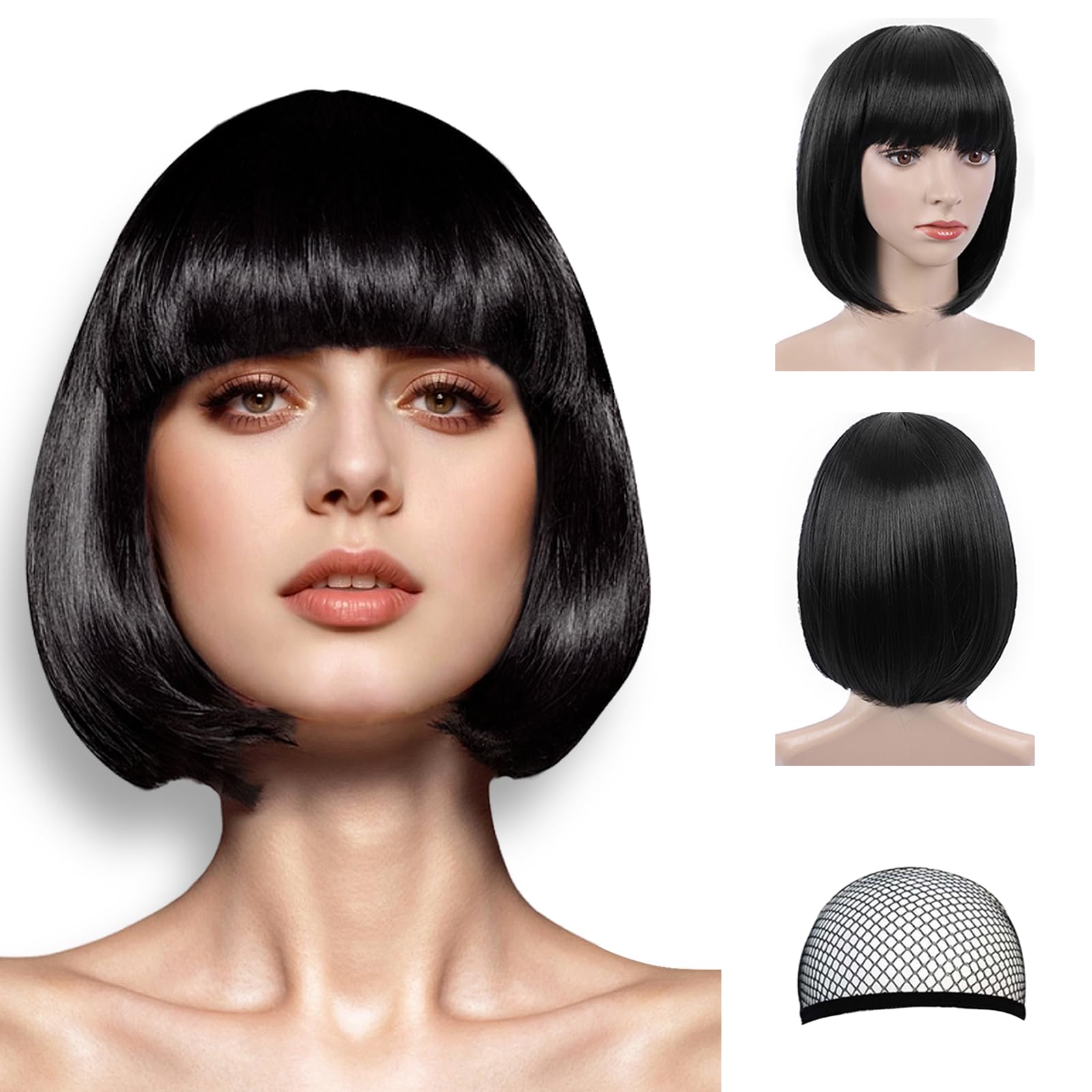 Amazon.com : LIULIUBTY Black Bob Wig for Women, 10