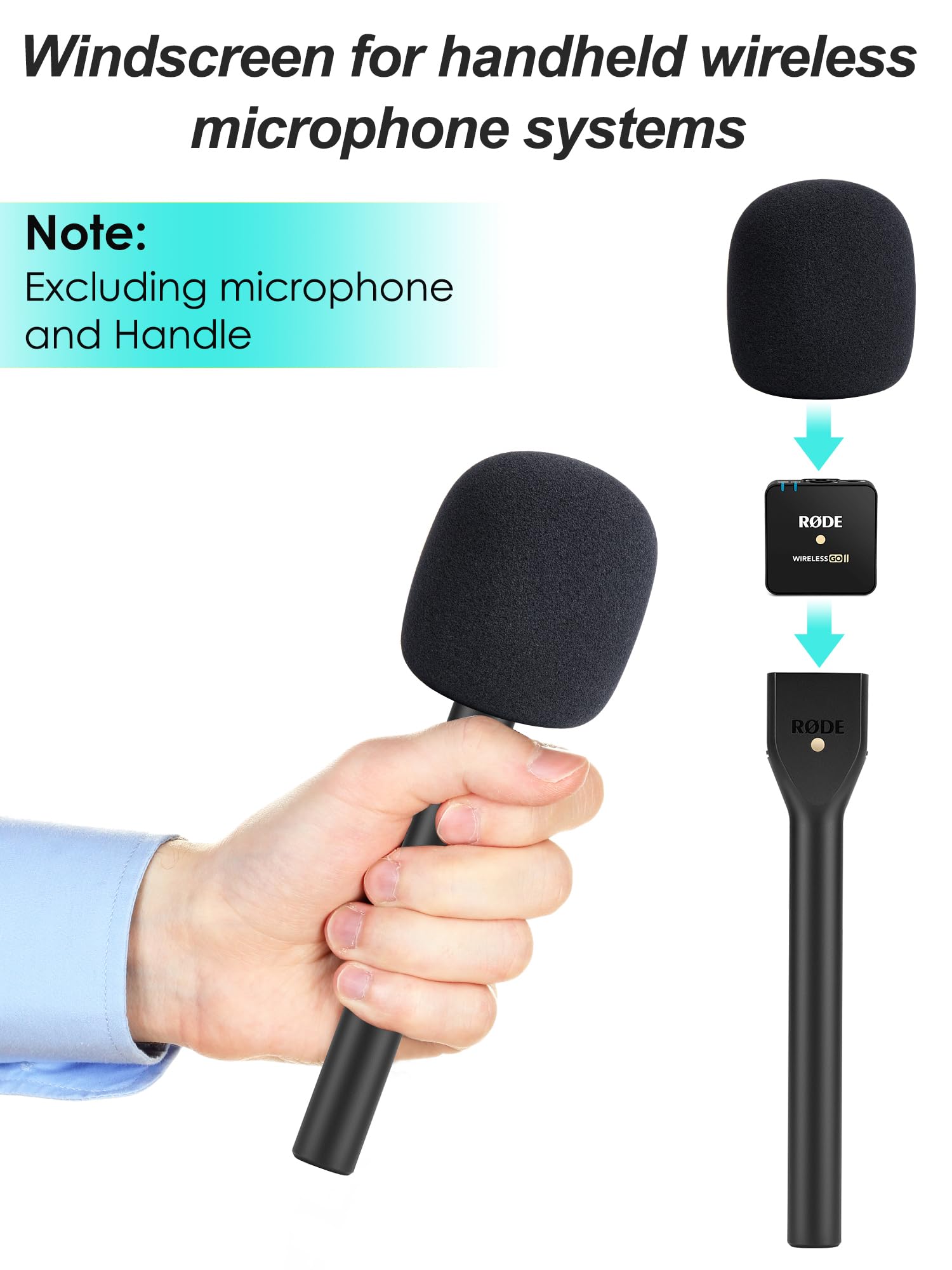 YOUSHARES Osłona pop do Rode Interview Go – pianka kompatybilna z Rode Wireless GO I/II/ME/Pro, ręczny adapter Mic Pop Filter, ochrona przed wiatrem, nadaje się do bezprzewodowego GO 1/2, zapasowy