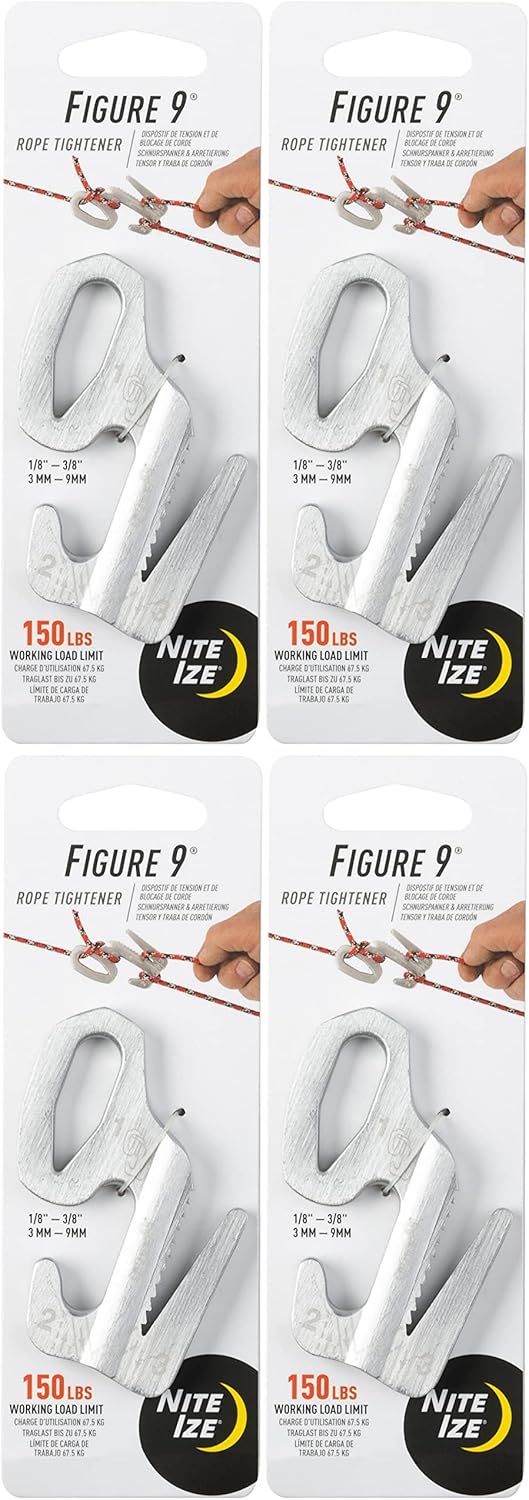 Nite Ize Figure 9 Rope Tightener Large Aluminum Tie Down Knot Tool (4-Pack)