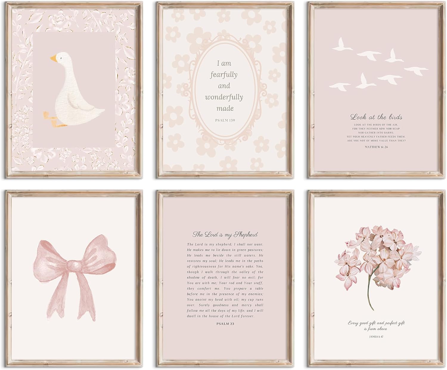 Lhoiplme Nursery Christian Wall Art Bible Verse Prints Pink Girl Nursery Room Canvas Wall Decor Coquette Bow Poster Jesus Boho Scripture Picture Vintage Floral Artwork for Bedroom 8x10x6 Inch Unframed