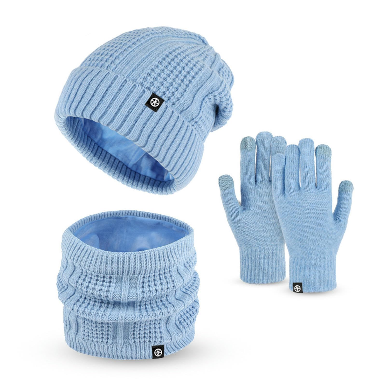 Wintermütze Schal Handschuhe Set Aus Strickmütze, Und Handschuhen Für Den Herbst Winter – Winddichtes Outdoor-woll- Fleecefutter-traumgrün