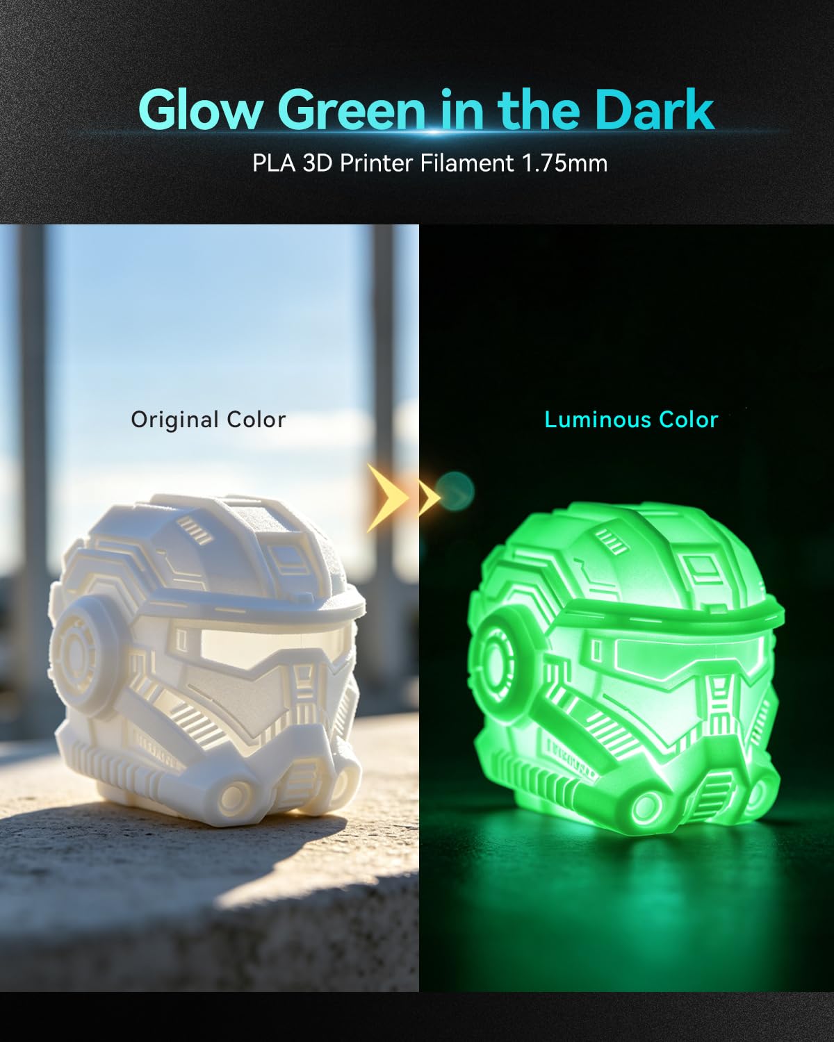 Glow in the Dark 3D Printing Filament - Green PLA -2