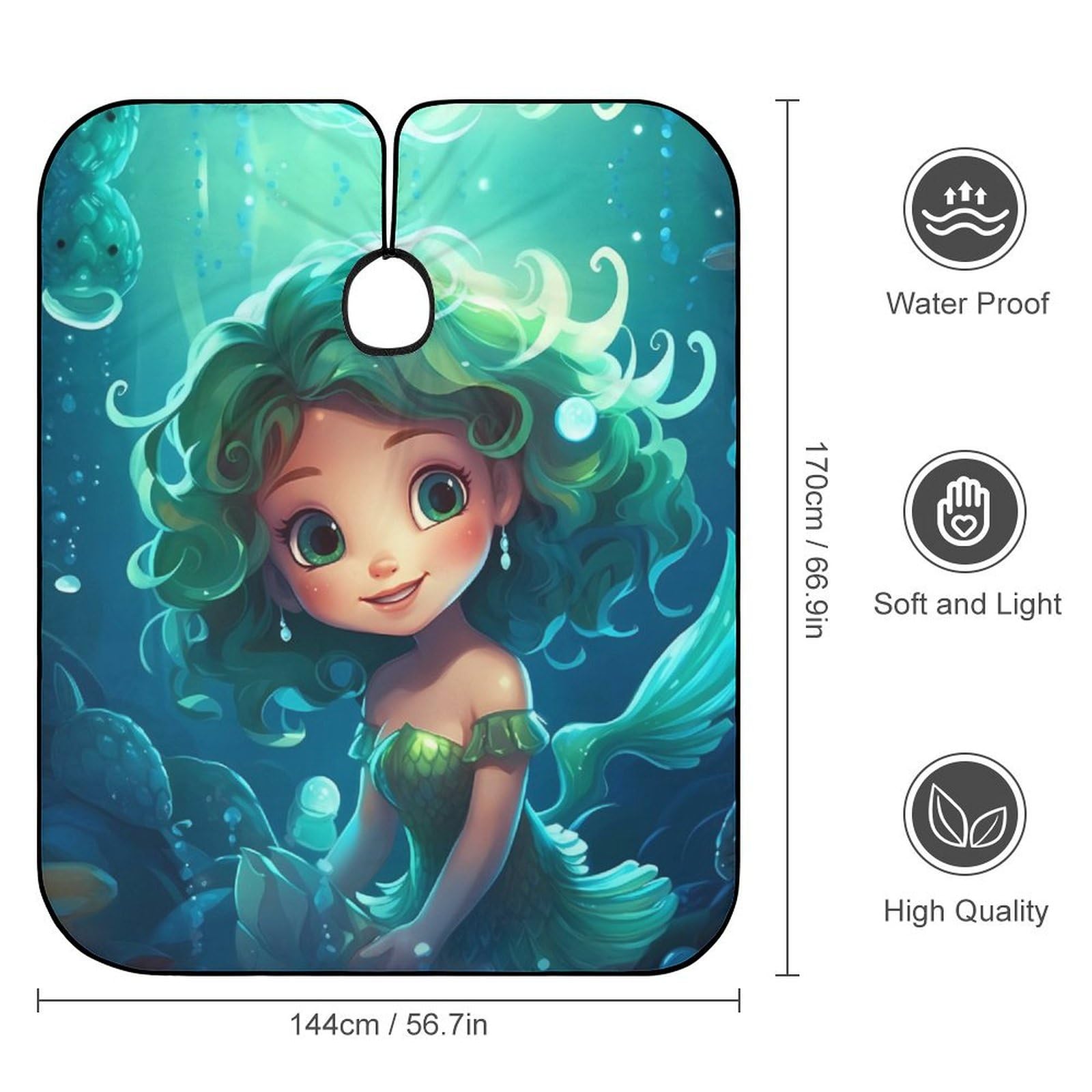 Mermaid Hair Cutting Cape for Men Women Waterproof Barber Cape Adjustable Salon Haircut Capes