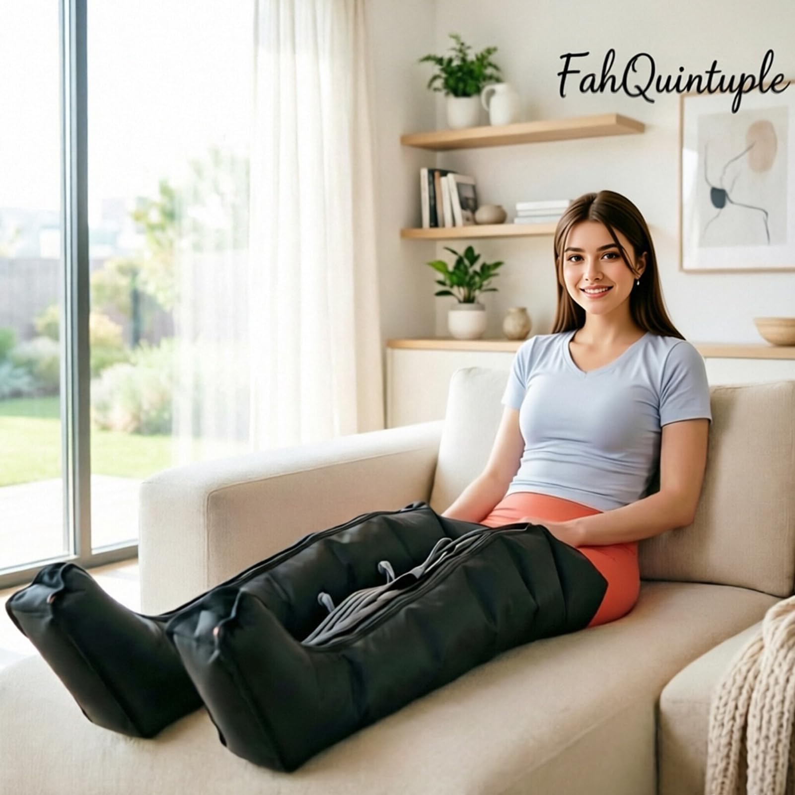 Lymphdrainage Gerät Beine | Lymphdrainage Gerät Bein Bei Lipödem Massagegerät | 6 Luftkammern Beinmassagegerät | Professionelle Pressotherapie Massagegerät (Schwarz 2 Beine+2Arme+Bauch, Groß)