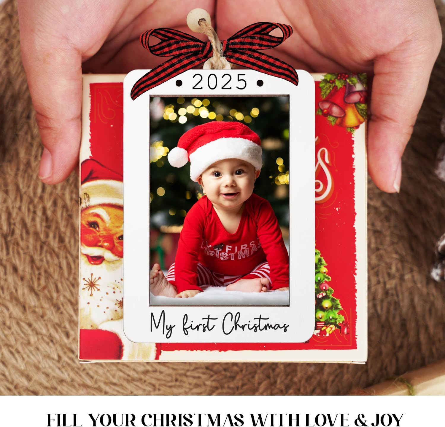 Babys First Christmas Ornament 2025 Girl And Boy - Mini Portrait Picture Frame Ornaments For Tree - My First Christmas Ornament - Photo Frame Ornaments - Baby's First Christmas Gifts 2025 - Image 3