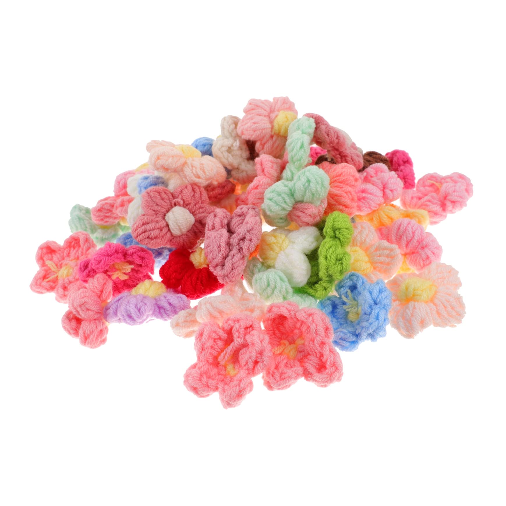 50 Pièces Fleurs En Laine Tricotées Main - Patchs Décoratifs Pour Vêtements, Sacs, DIY
