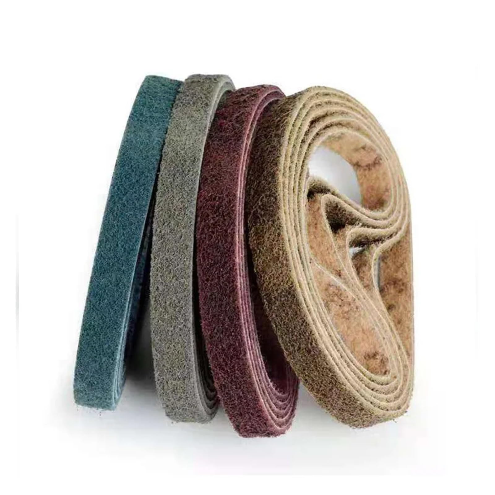 Bandas de Lijado de Cinta abrasiva de Nailon no Tejido, 12 Uds., 330x10mm, 3/8 "x 13", Gruesas a Finas for desbarbado de Rayas de Metal de Acero Inoxidable(Red P240)