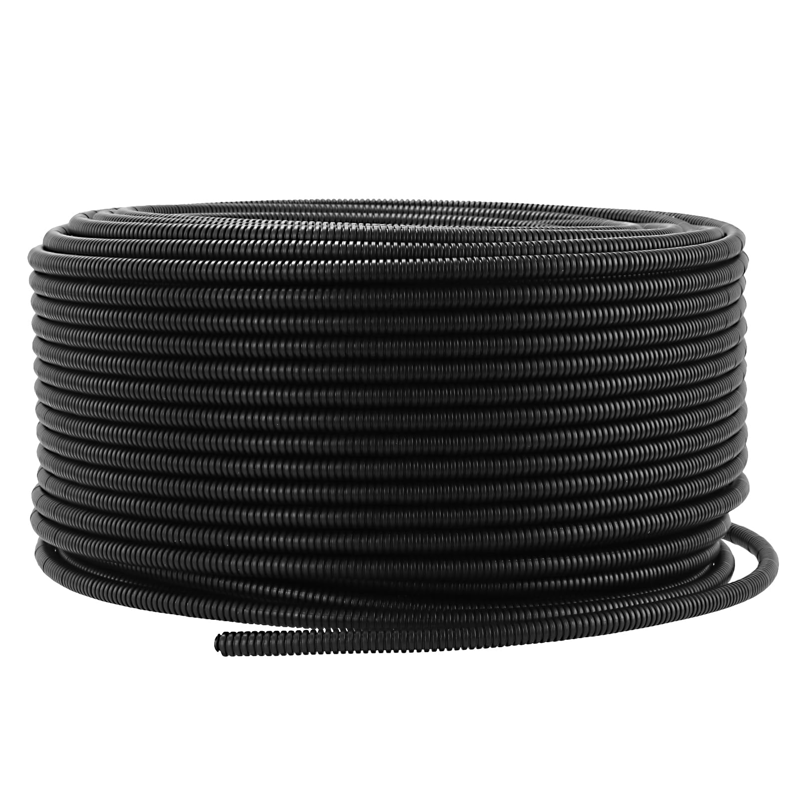 HEIHAK 60 M Black Corrugated Plastic Tubing, OD 10mm Flexible Conduit, Car Wire Pipe Suitable for Cable Management and Arrangement