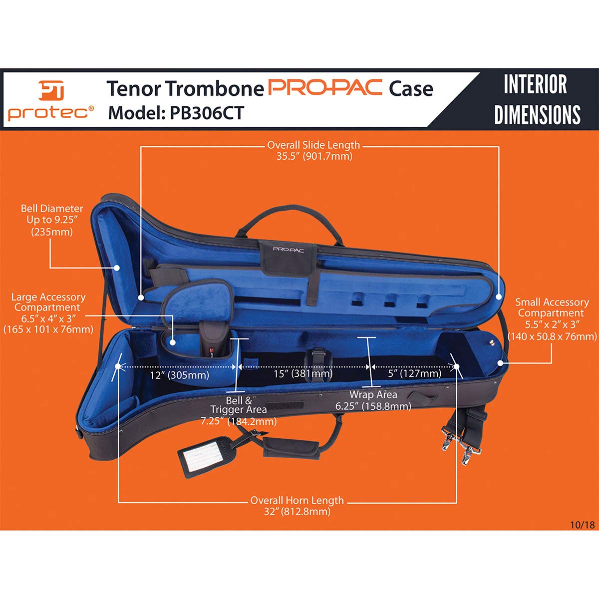 Protec PB306CT - Estuche para trombón, color negro