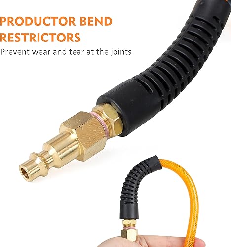 Miniatura 4 de Manguera de compresor de aire de 14 pulgadas x 100 pies, manguera de aire de poliuretano reforzado (PU) Flexeel con accesorios, restrictores de