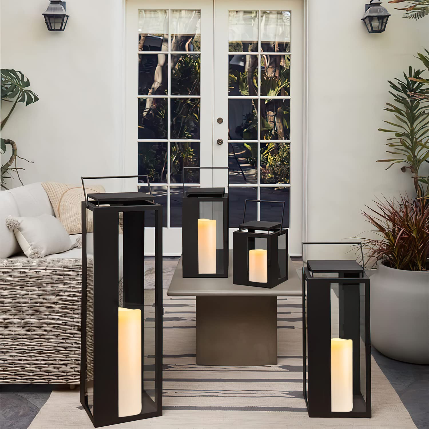 2 candele a pilastro impermeabili a LED da 17,8 cm, senza fiamma, con telecomando e timer/grandi candele tremolanti a batteria, in plastica color avorio, per esterni, lanterne, caminetti, decorazioni