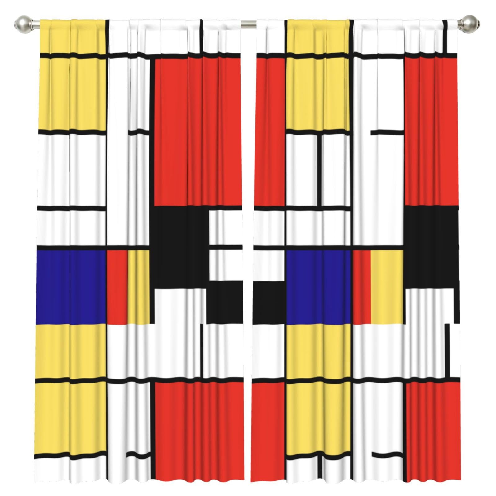 InOmak Mondrian, 2 Panels Window Curtains 52 x 84 Inch Blackout Curtains for Living Room Bedroom