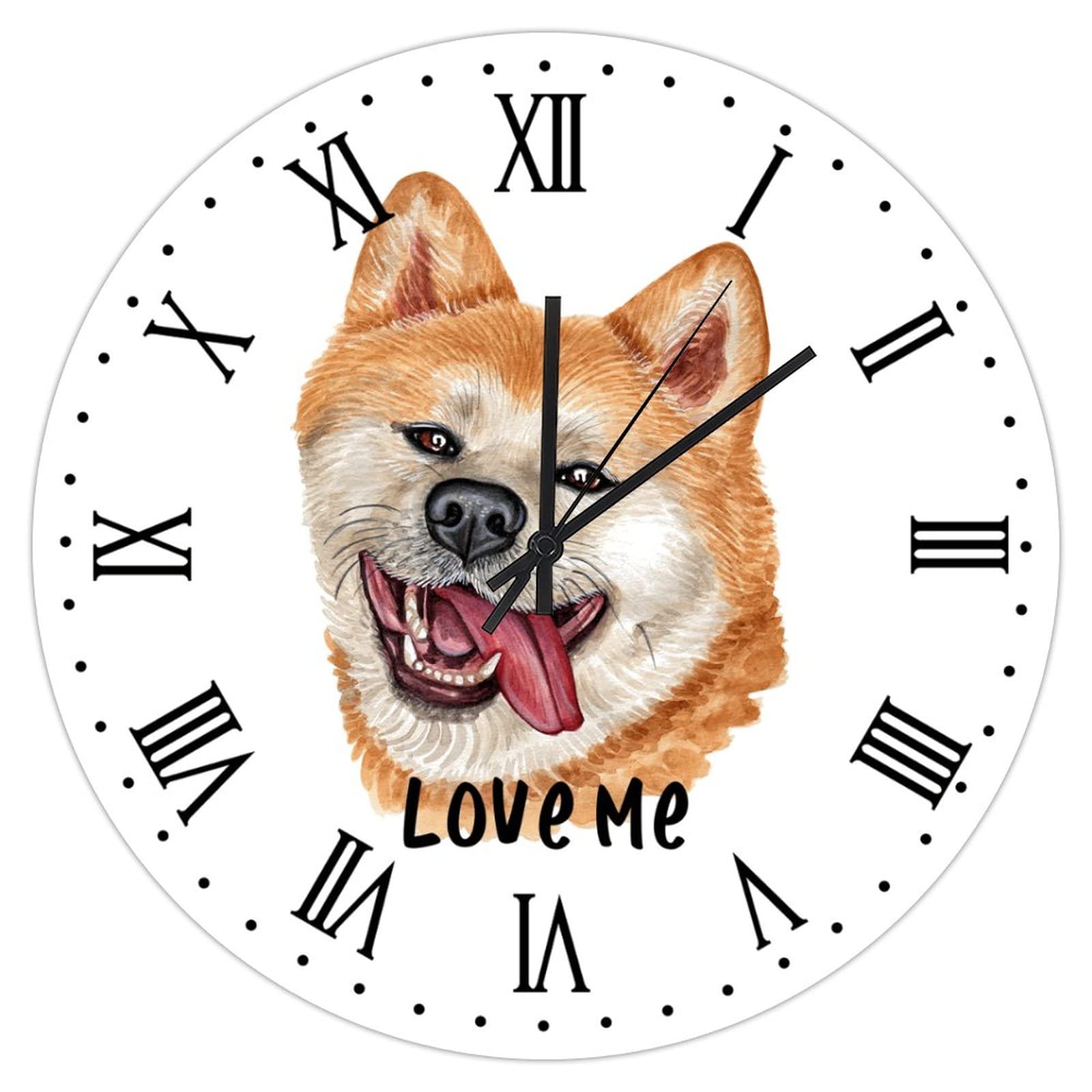 Horloge murale Akita silencieuse en bois sans tic-tac pour supprimer les bruits