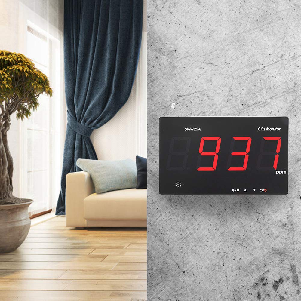 Kohlendioxid Detektor, Großer LCD Bildschirm, Wandmontierter Luftqualitätsmonitor mit 3,5 Mm Steckerloch, Hochpräziser CO2 Monitor für Familien, Labore, Büros, Hotels