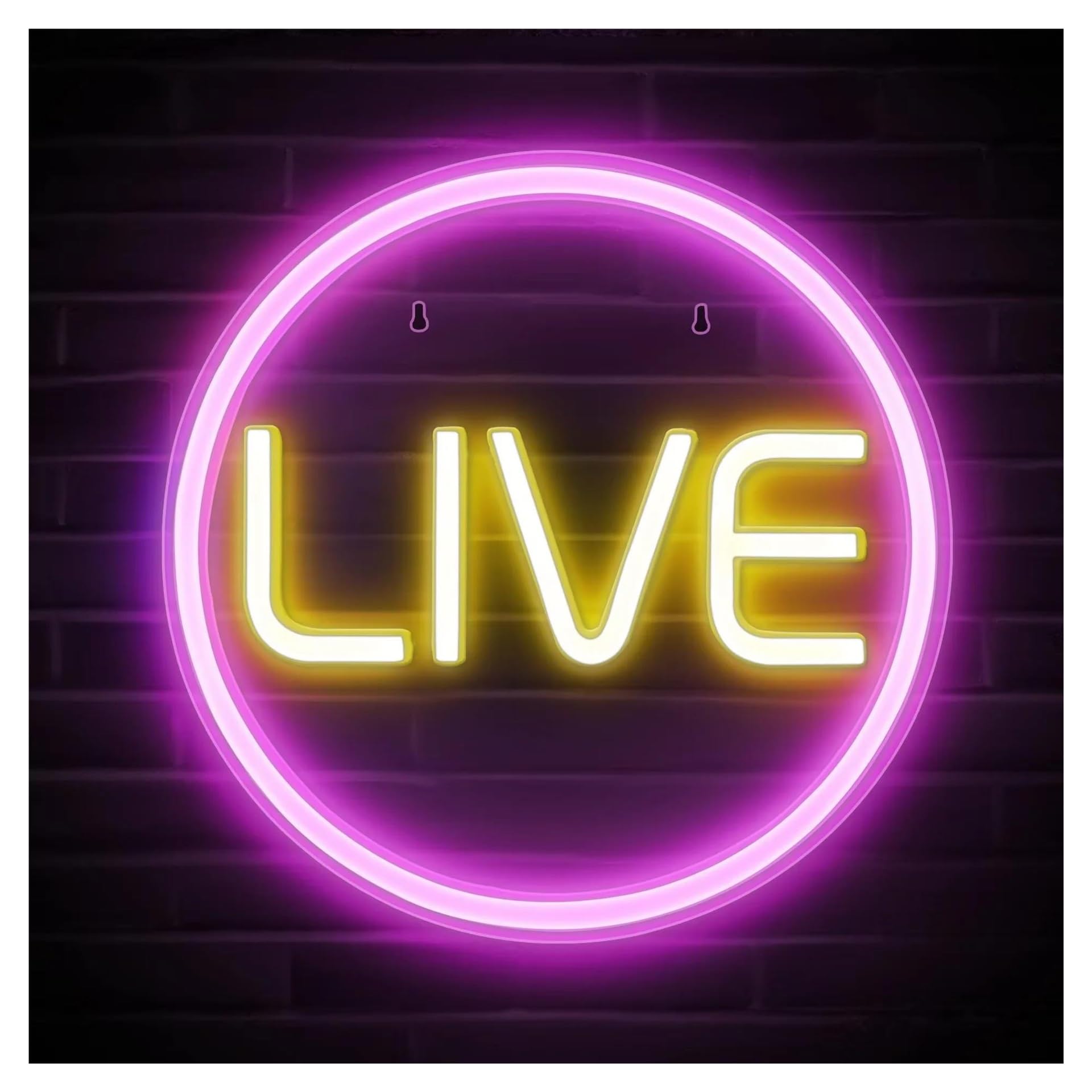 LEMST Signs Lamp Live Neon Lights USB Powered Adjustable Brightness Live On Air Lights, Suitable for Wall Hanging Decor Neon Lights(D,35cmx35cm)