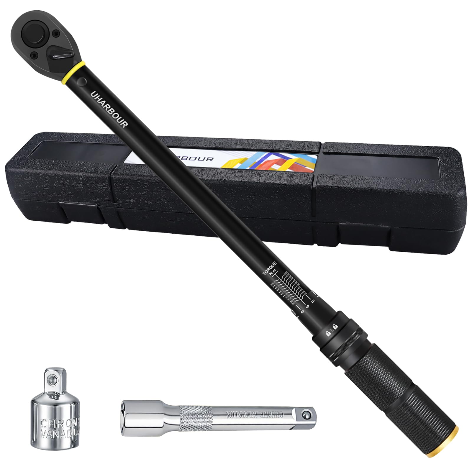 Chiave Dinamometrica 1/2 20-230 Nm - Set Professionale Con Adattatore E Barra Estensione