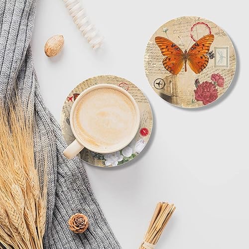Miniatura 5 de Paquete de 6 posavasos personalizados con diseño de mariposa, regalos de inauguración de la casa para el nuevo hogar, para mujeres y adultos, base