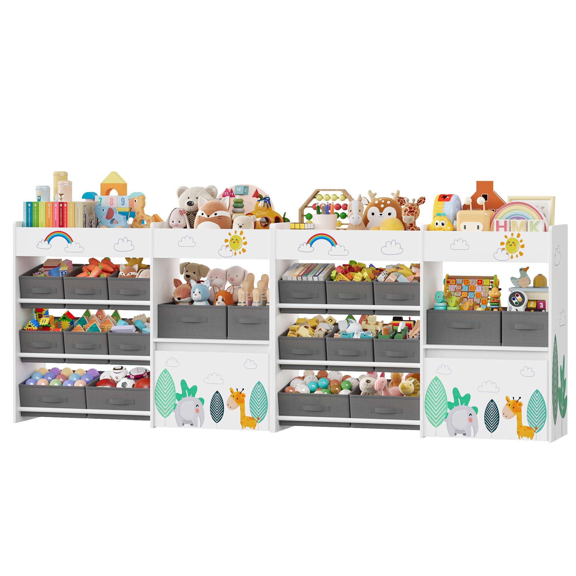 HOCSOK Estantería Infantil con 10 Cajas con Ruedas, estantería para habitación Infantil con estantería, estantería para Juguetes, habitación Infantil, para Dormitorio, guardería, 2 Unidades