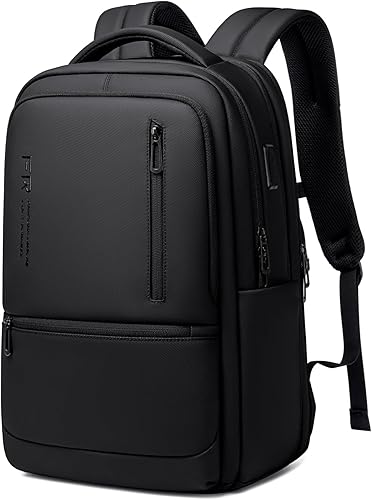 Miniatura 7 de Mochila para laptop de 15.6 pulgadas para hombres, bolsa de viaje de trabajo de negocios negra, Negro, Mochila de negocios