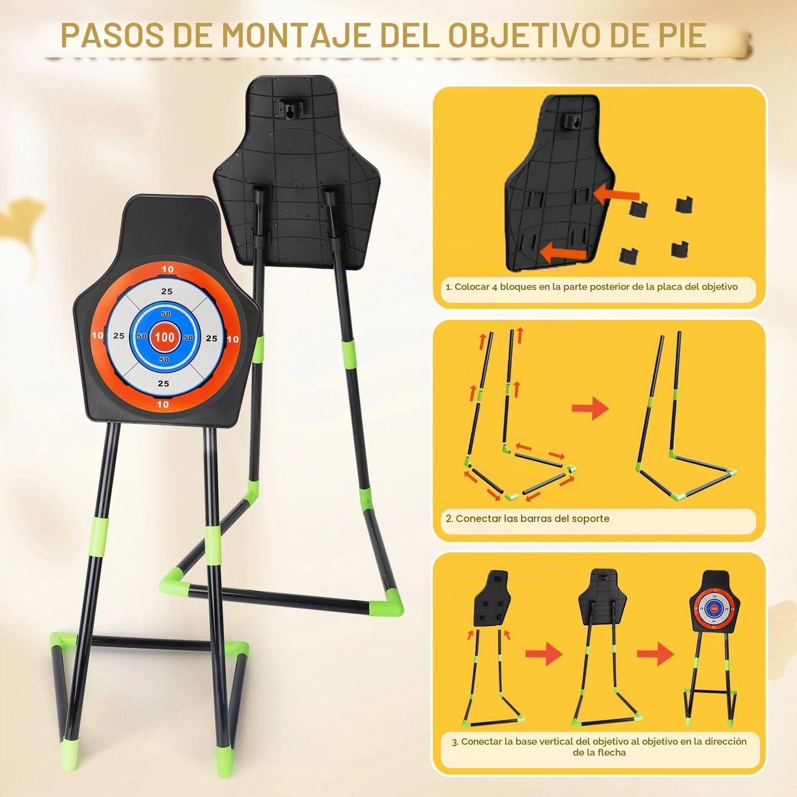 deAO Juego de 2 Arcos y Flechas con LED para Niños, 20 Flechas con Ventosas, Diana Móvil + 6 Objetivos, 2 Carcajes, Juguete de Tiro con Arco Interior y Exterior, Regalo Niñas Niños 3-12 Años