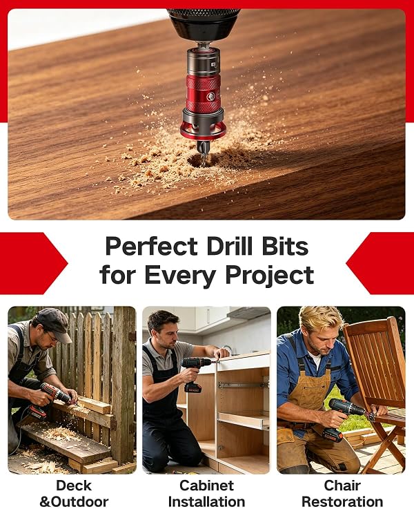 8PCS Upgrade Countersink Drill Bits Set, Quick-Adjust Two Flute TCT Alloy Tapered Counterbore with Adjustable Depth Stop Collar, Wood Countersink Drill Bit with Wrench for Woodworking Plywood MDF DIY by Vorhixa - Image 8