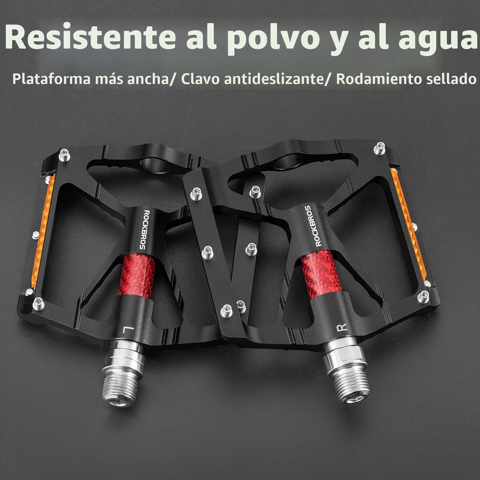 ROCKBROS Pedales de Bicicleta de Montaña Plataforma Antideslizantes con Reflector de Aluminio para MTB BMX Bicicleta Carretera Ciclismo 9/16 Pulgadas