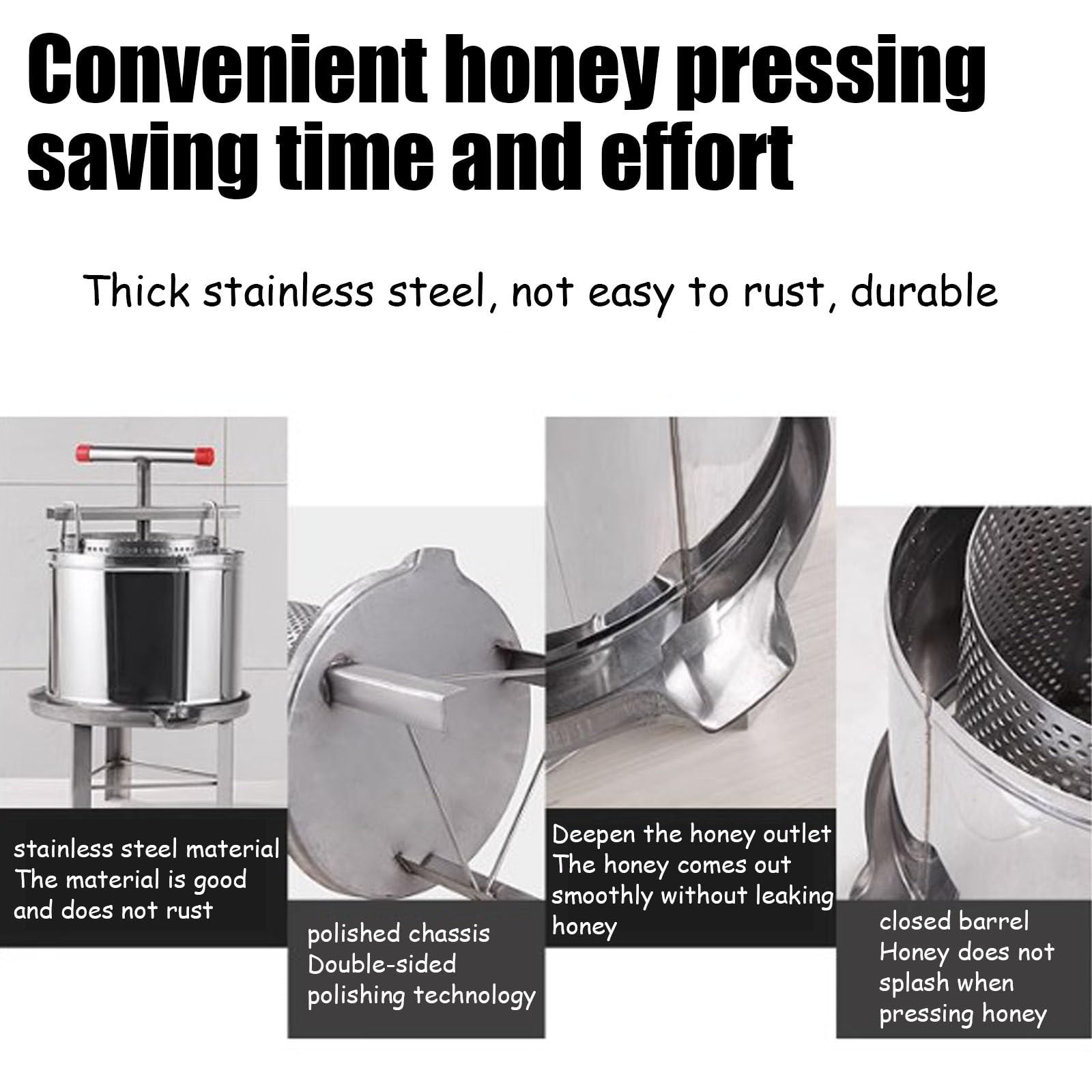 Estrattore di Miele Manuale,Estrattore di Miele Manuale Adatto,Fusto in Acciaio Inossidabile Smielatore,Separatore,Centrifuga per Apicoltura