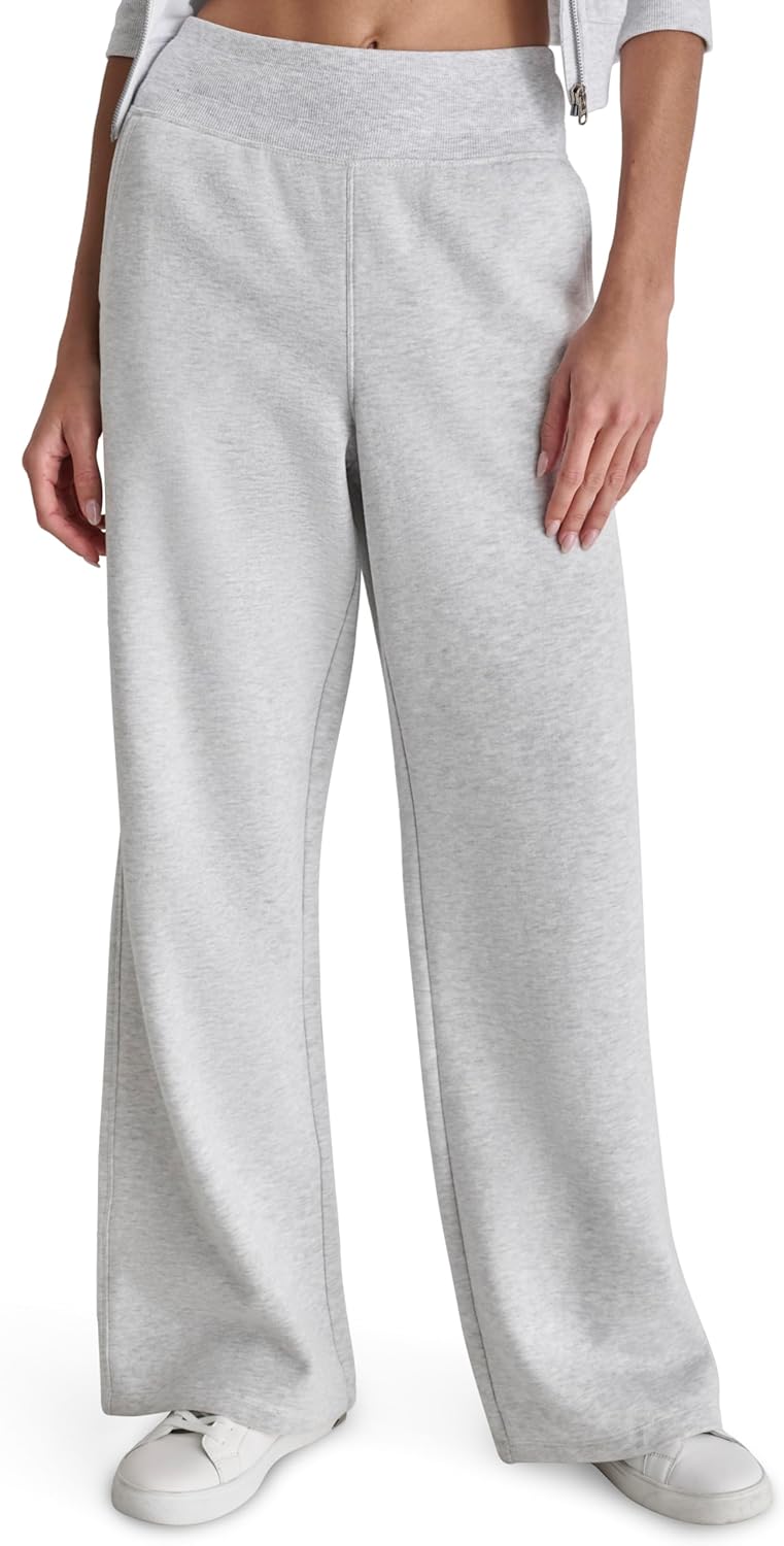 DKNY Womens Embroidered Logo Wide Leg Fleece Sweatpant - Image 2