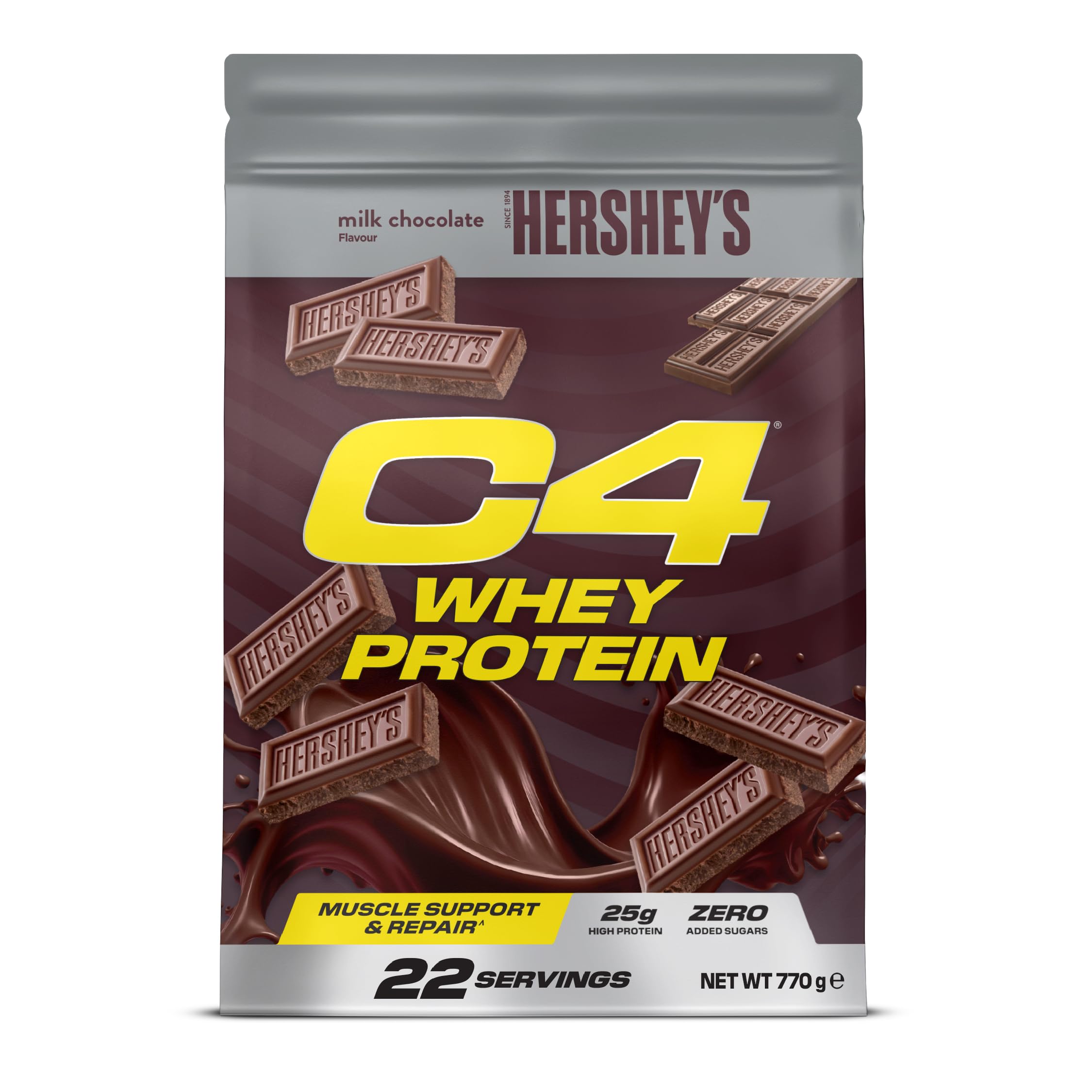 Cellucor C4 Whey Protein Powder, Hershey's Chocolate, 25g Protein, Low Sugar, Post-Workout Recovery, 22 Servings