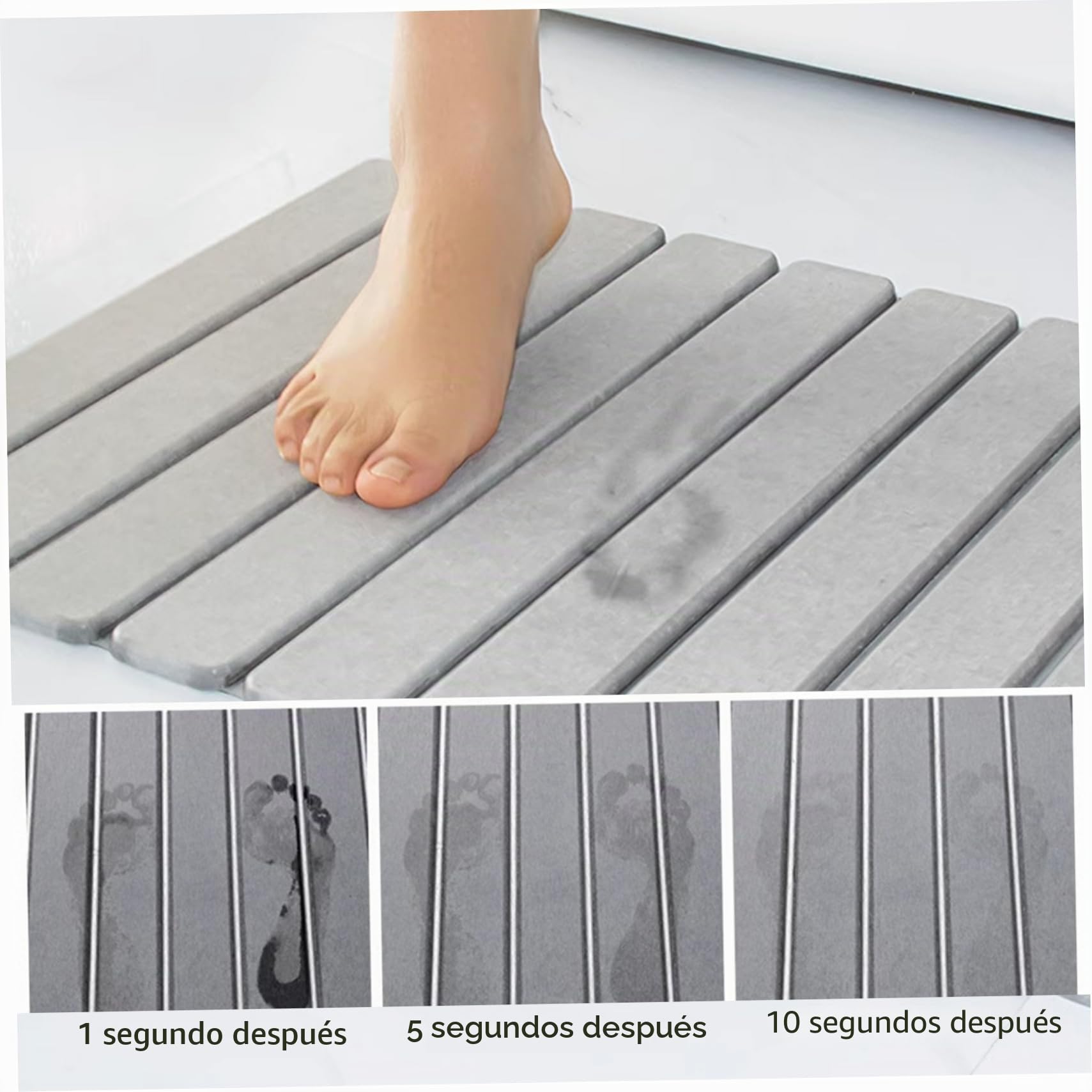 Diatomite Stone Bath Mat de 16 × 12 Pulgadas Ultra-Absorbente Rug de Ducha de Color no Deslizante Plegable, Alfombra de baño ecológica para la Cocina y el baño
