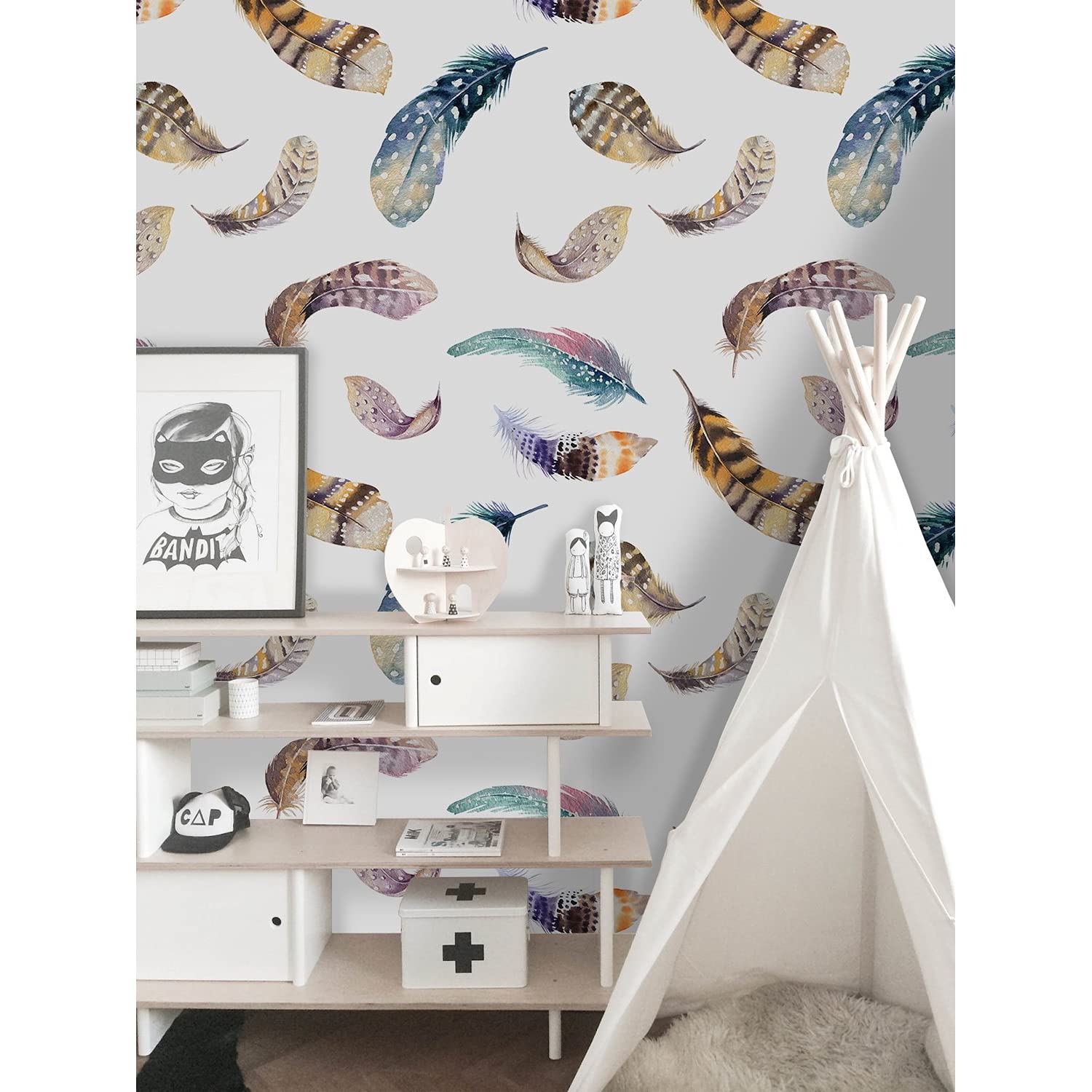 Papier peint plumes grandes pour salon et chambre decoration 312x219