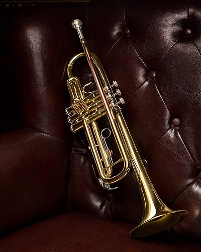 Miniatura 8 de Eastar ETR-390 Trompeta plana estándar B para principiantes intermedios, instrumento de trompeta mejorado avanzado con estuche rígido, kit de