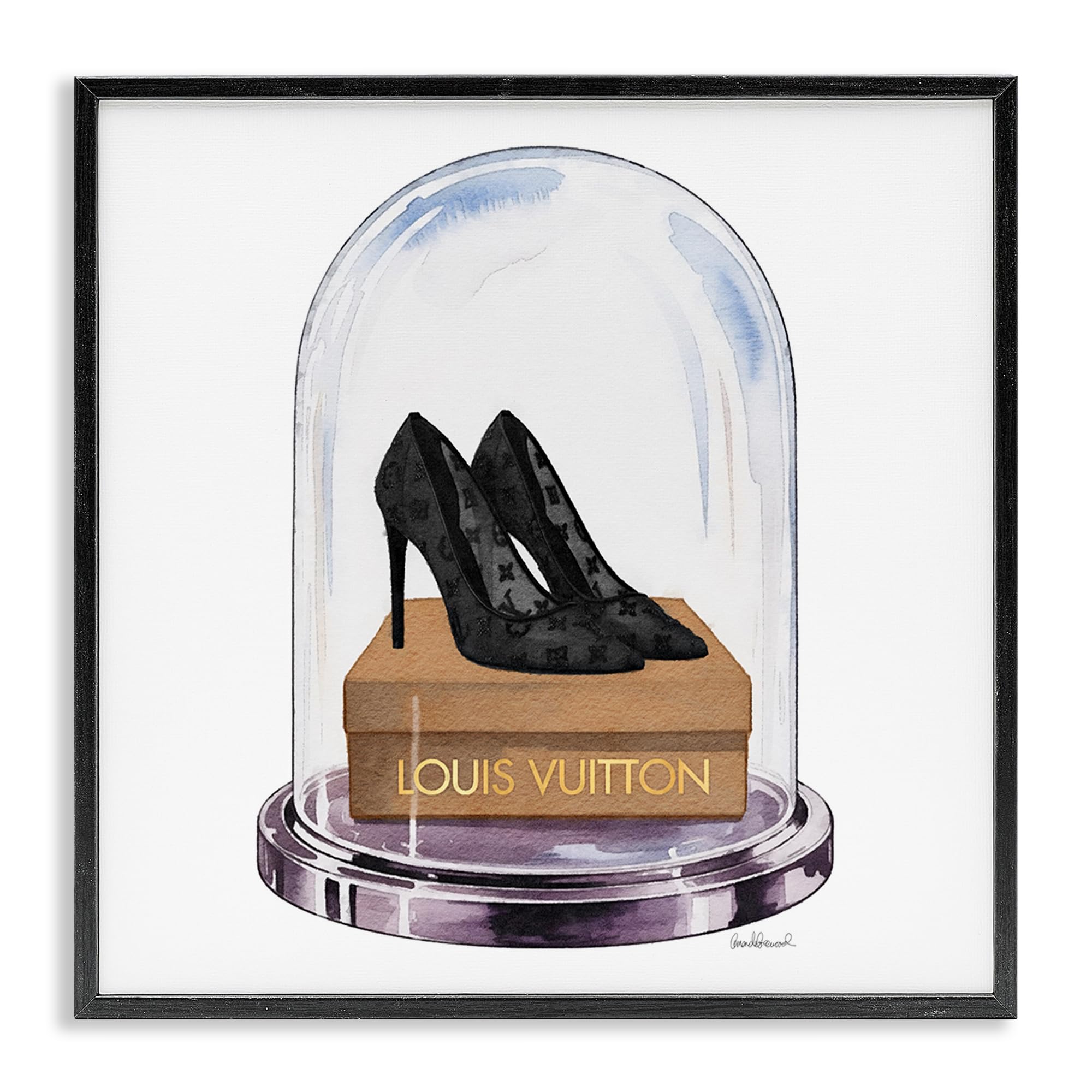 Stupell Industries 'Black Heels in Bell Jar', Framed Giclee Art, Black, 17 x 17 Inches, Easy to Hang and Sturdy, Made in USA, by Amanda Greenwood