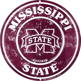 Signs 4 Fun Round Sign | Mississippi State Sign | 12” Diameter | Embossed Aluminum Sign | Made in the USA