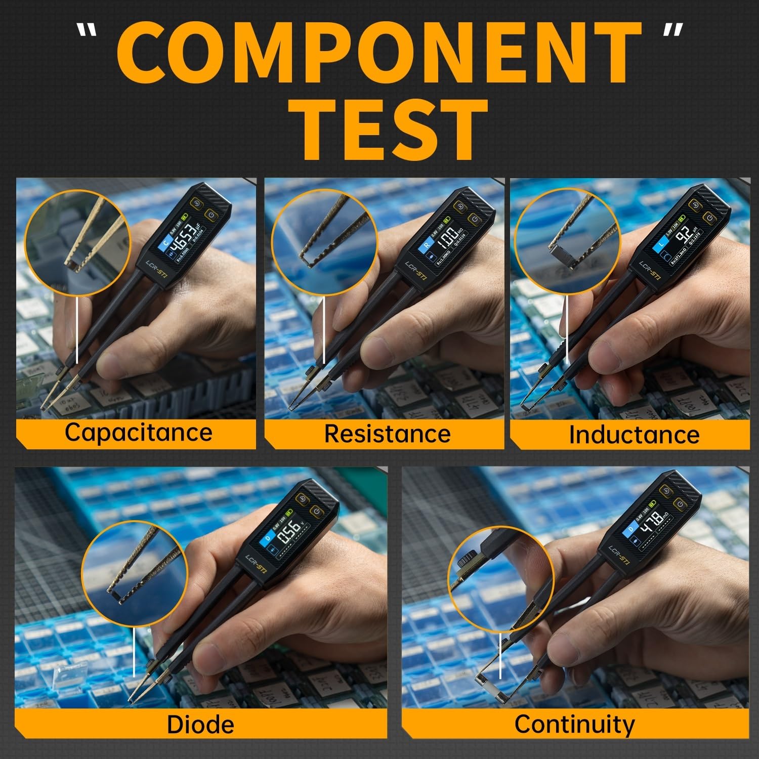Multimètre numérique, Mini testeur de pince à épiler intelligent, Test de Diode de continuité d'inductance de capacité de résistance