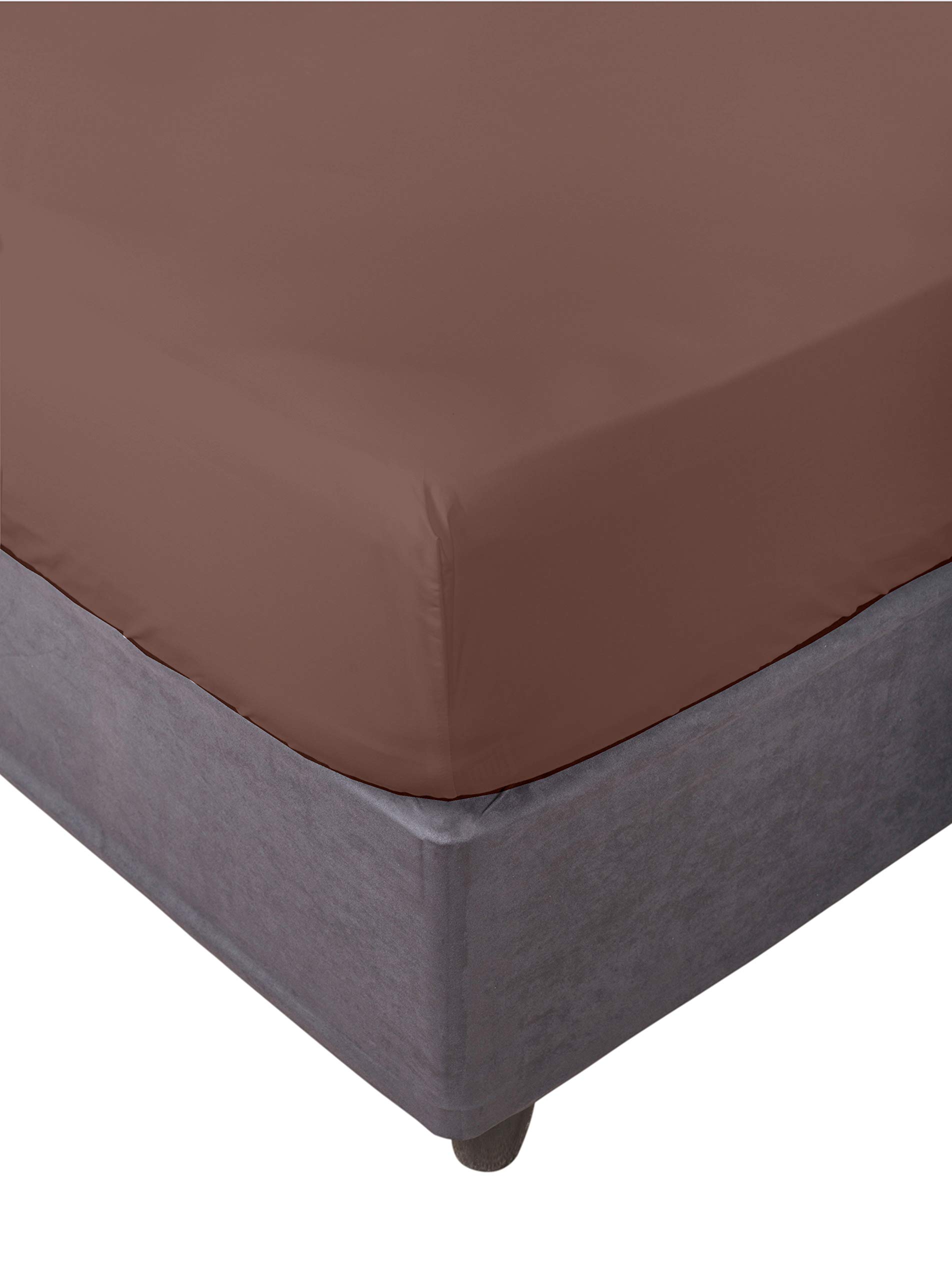 Miracle Home. Fitted Sheet 180 x 200 cm for 180 cm Bed 180 cm 100% Brushed Microfibre, Adjustable, Elastic and Anti-Peeling, Chocolate