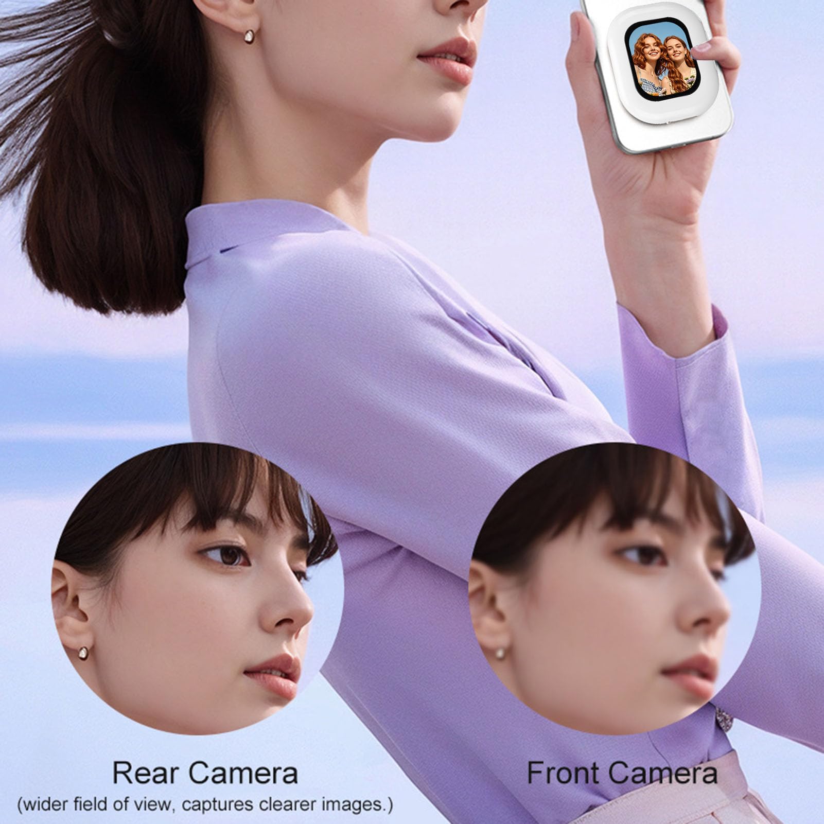 SIXRUN Pantalla Selfie Inalámbrica, Monitor de Cámara Trasera Magnética, Visualización en Tiempo Real para iOS y, Brillo Ajustable y Control Remoto para Fotografía Vlogging