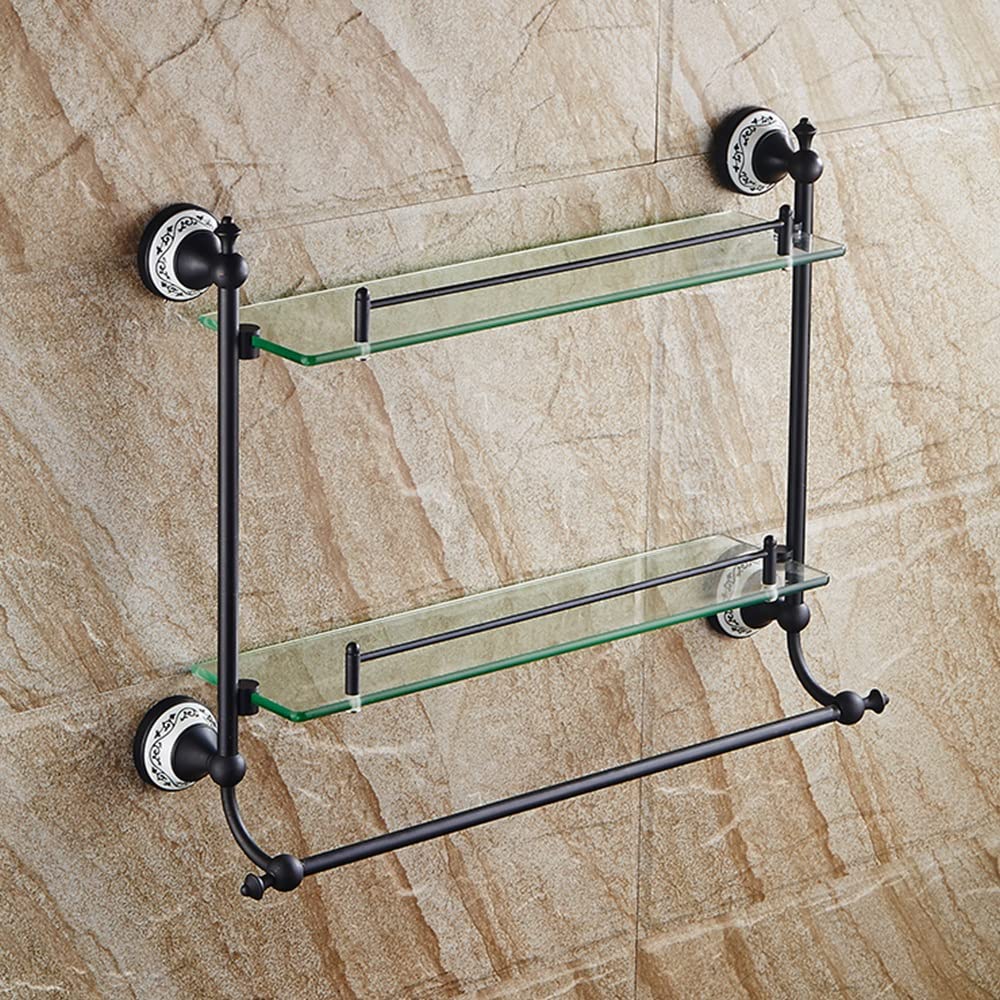 NUHSLF Shower Caddy 2021 New Bathroom Shelves Corner 2-Tier Tempered Glass Shelves for Home Decorations Bathroom Accessories Wall