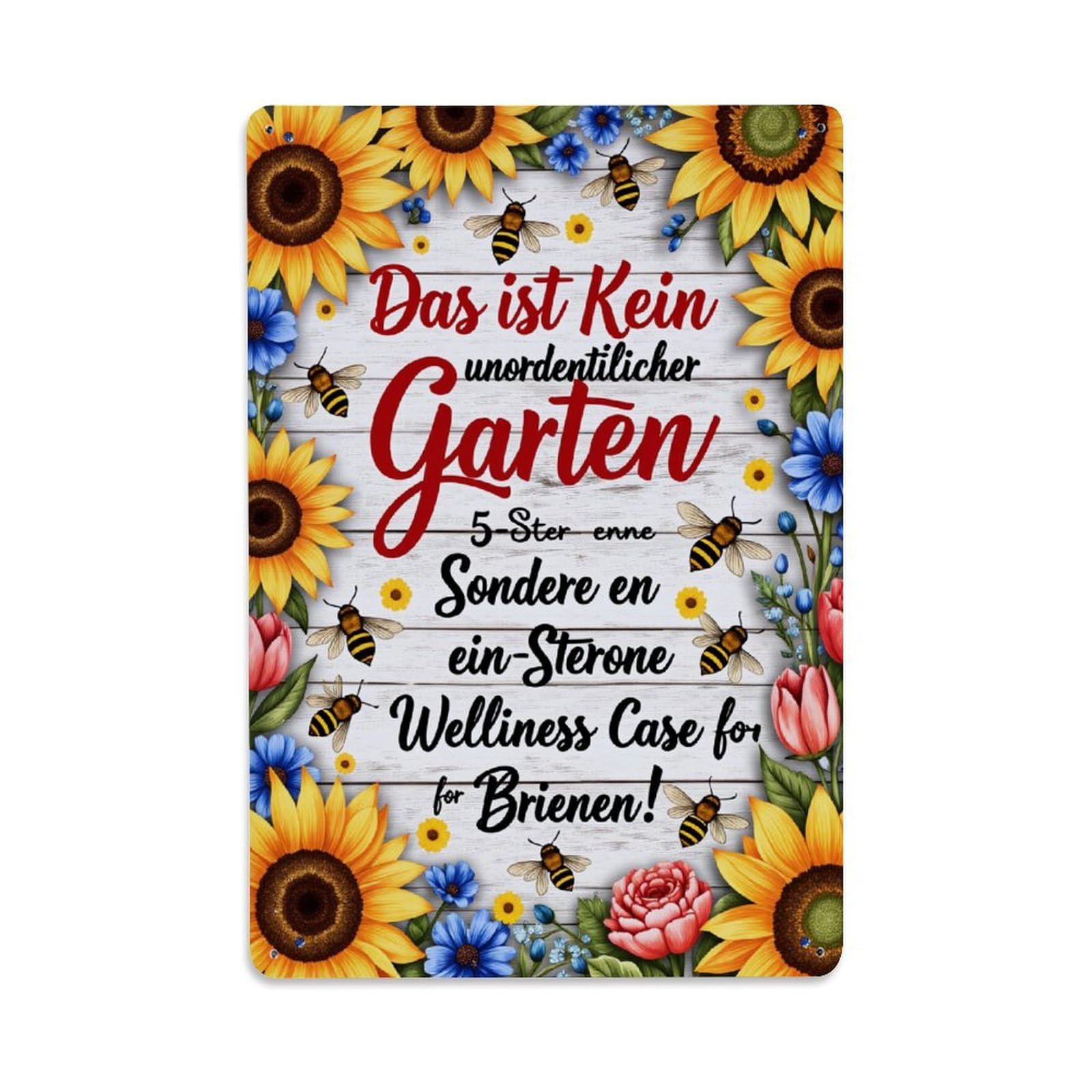 Floral Bee Sunflower Garden Art Vintage Tin Sign Retro Metal Wall Decor Metal Poster, Home Bar Garage Farmhouse Cafe Wall Art Decoration 8x12Inches