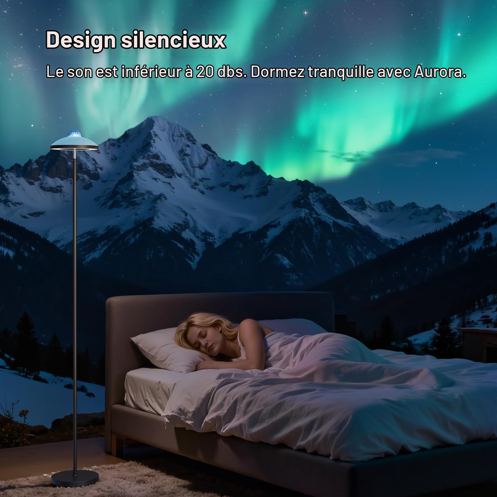 DUSKTEC Lampadaire 3-en-1 avec projecteur Galaxy Star et Aurore Boréale RGB