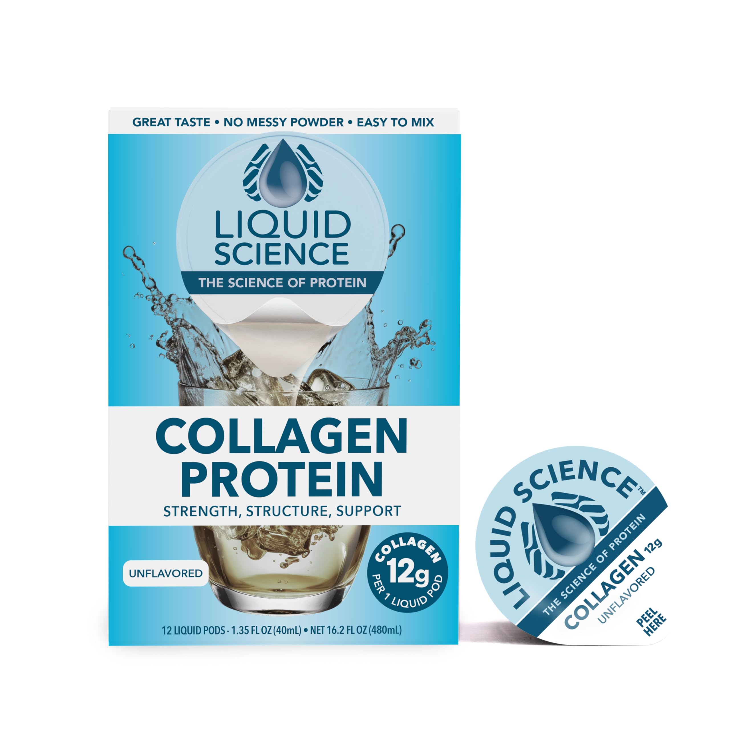 Java House Liquid Science Unflavored Collagen Protein Pods, Pack of 12