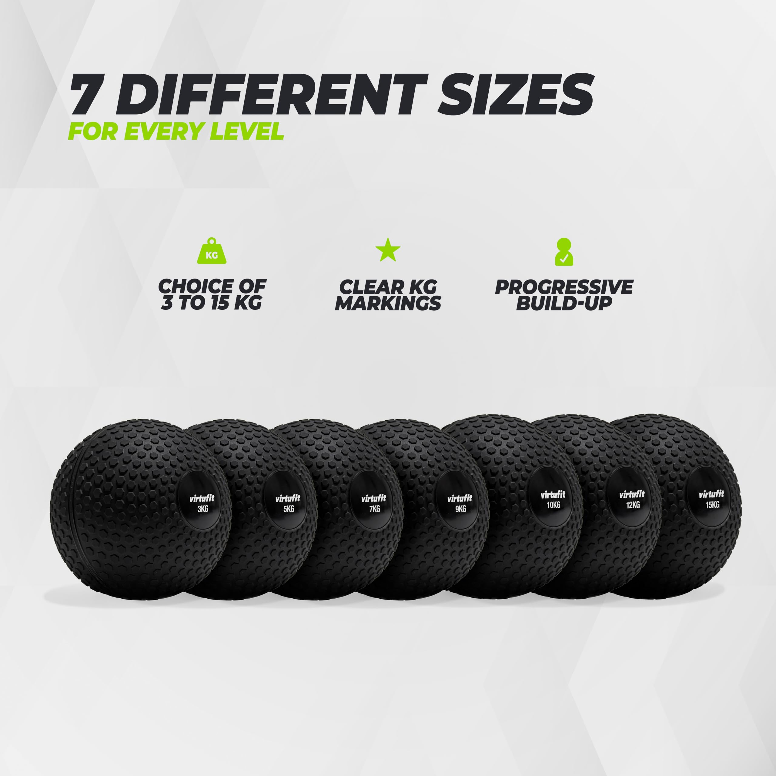 VirtuFit Slam Ball - Palla da fitness e crossfit, 3 kg, colore nero, resistente per allenamento funzionale