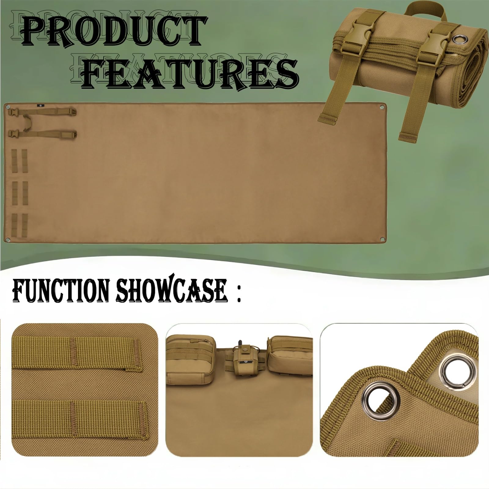 Tapis de Tir Tactique avec Surface Anti-Dérapante – Tapis Durable pour Tir, Accessoire de Chasse Portable pour Tir et Utilisation en Plein Air