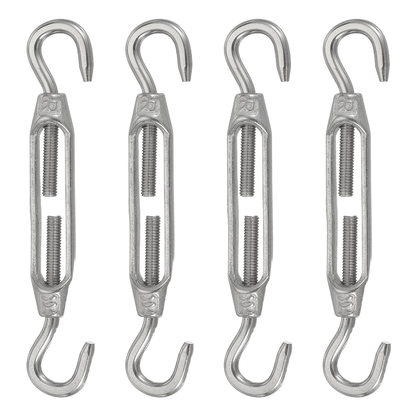 Tendeur à crochet M4 réglable pour tension de corde linge et câble inox, lot de 4