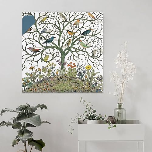 Miniatura 5 de Pósteres de arte tropical de pájaro cantor del árbol de la vida, pinturas artísticas de pared para sala de estar, arte de pared, lienzo, decoración