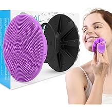 BEAUTAIL Silicone Face Scrubber 2 Pack, Manual Facial Cleansing Brush, Gentle Face Exfoliator for Sensitive Skin, Skin Care Exfoliating Face Brush for Men and Women, Black+Purple