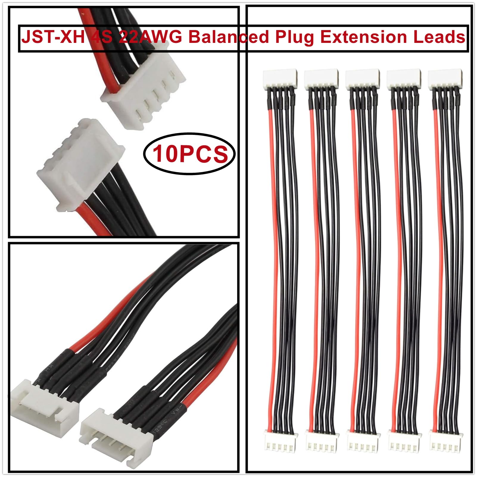 10x 4S JST-XH Balance Verlängerungskabel 20cm – Für LiPo Akkus, RC, Drohnen & Ladegeräte