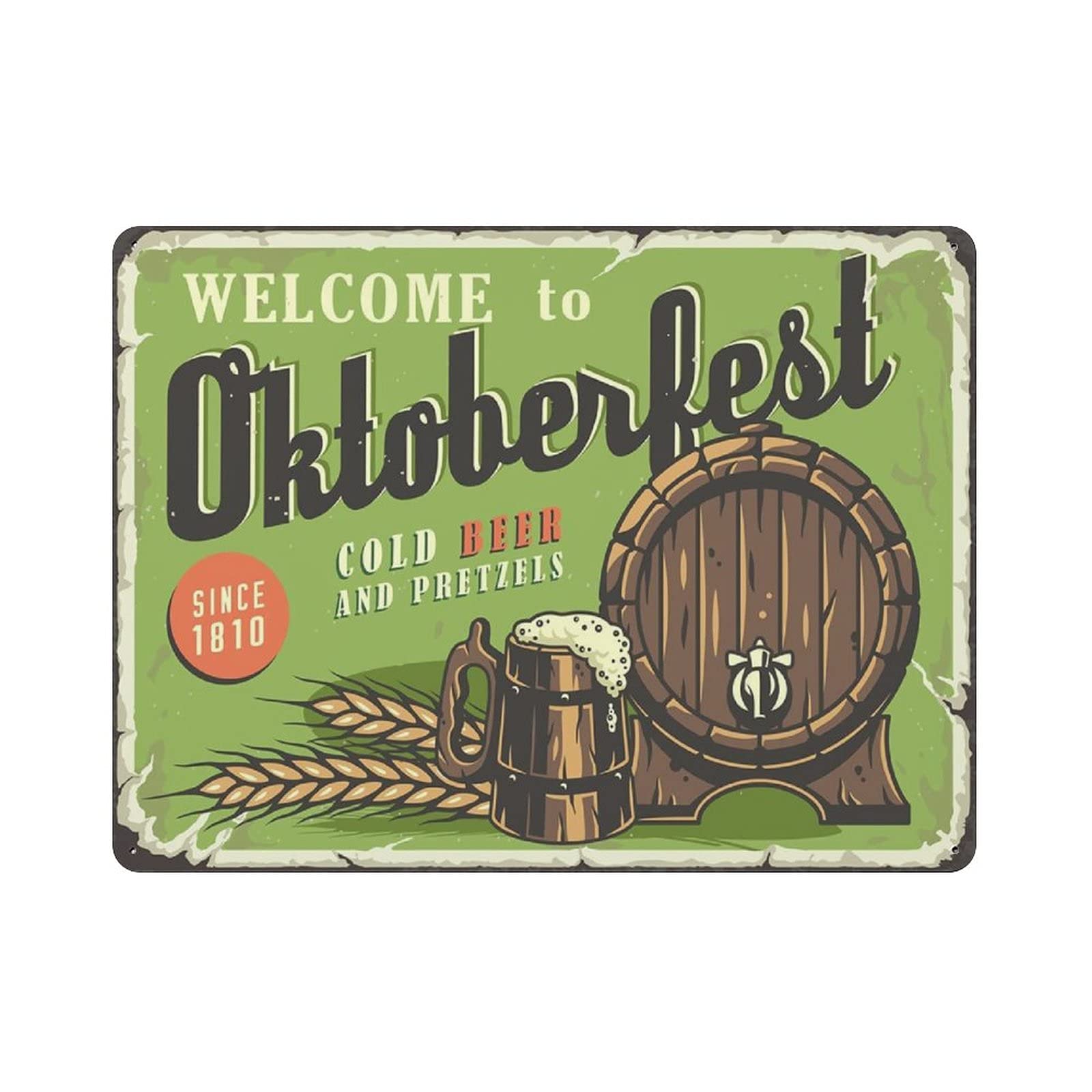 Metal Tin Sign Welcome tO Bavarian Oktoberfest Vintage Tin Poster Metal Sign Wall Decoration Country Kitchen Home Garage Decor 12"x16"